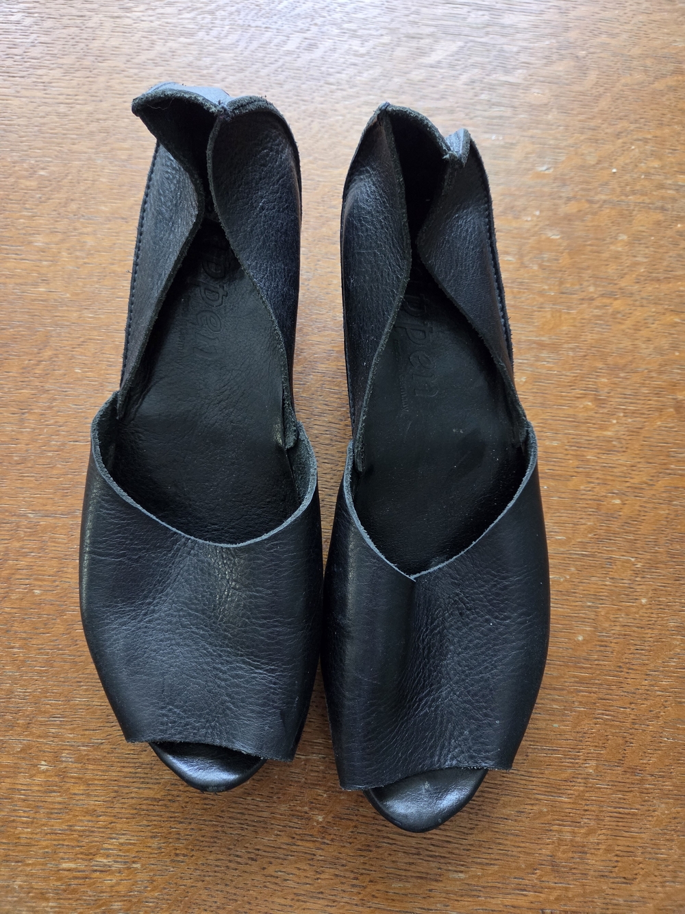 Trippen Leather Peep-Toe  Sandals